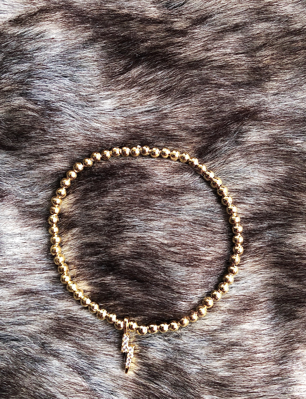 Lightning Bolt Gold Beaded Stretch Bracelet
