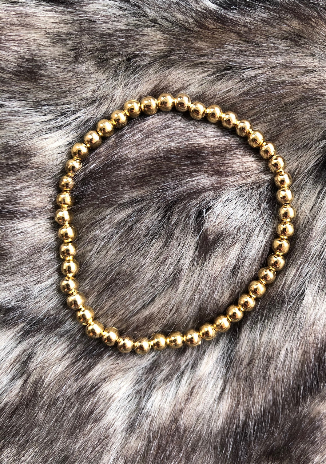 Simple Gold Bead Bracelet- 4mm