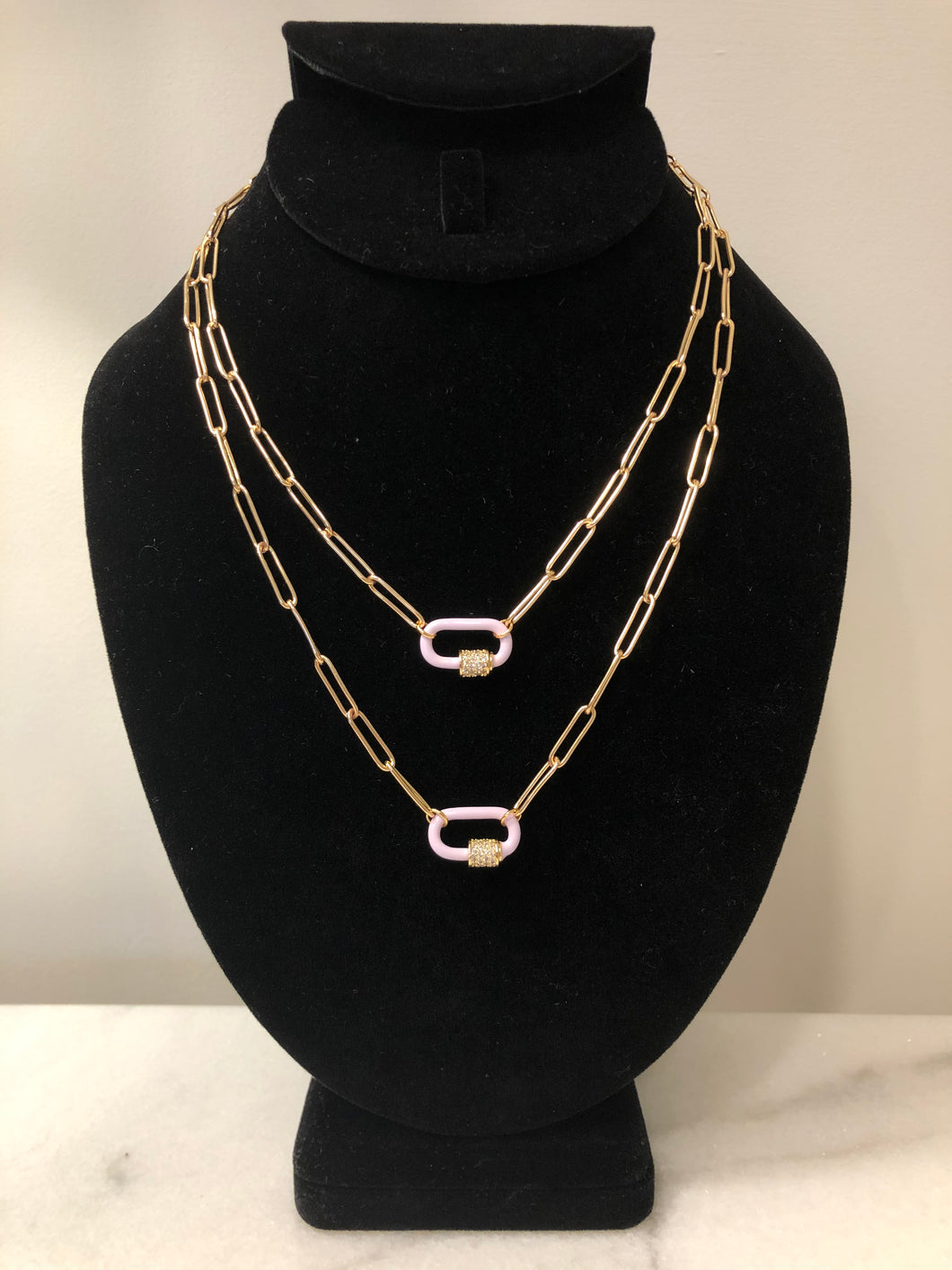 Lilac Carabiner Paperclip Necklace