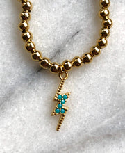 Load image into Gallery viewer, Turquoise Lightning Bolt Beaded Bracelet
