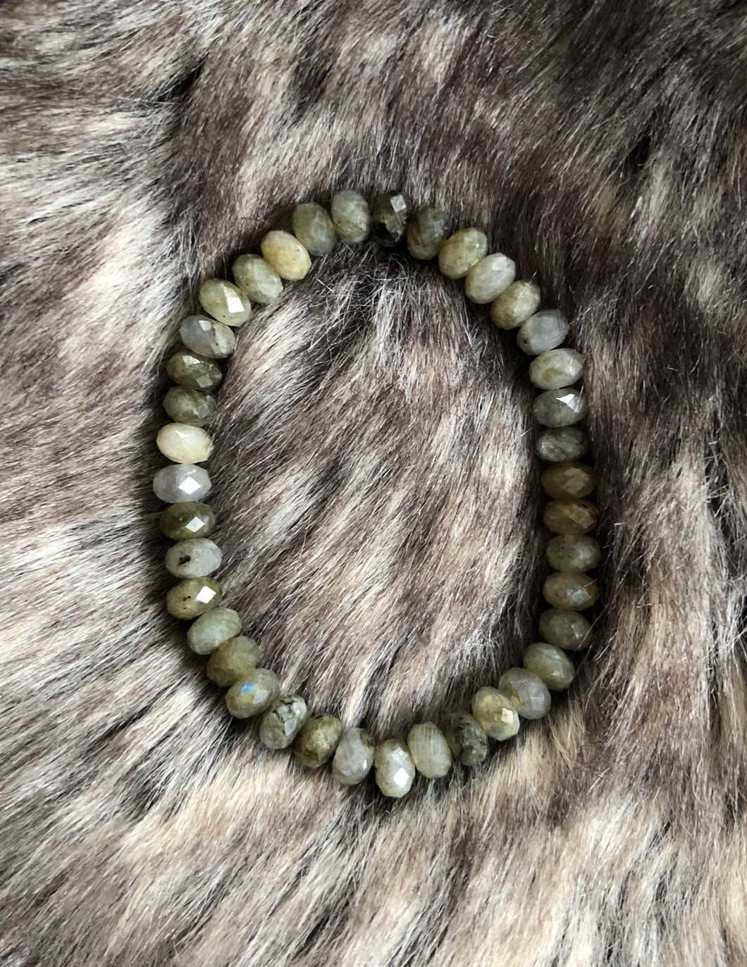 Blue Flash Labradorite Beaded Stretch Bracelet