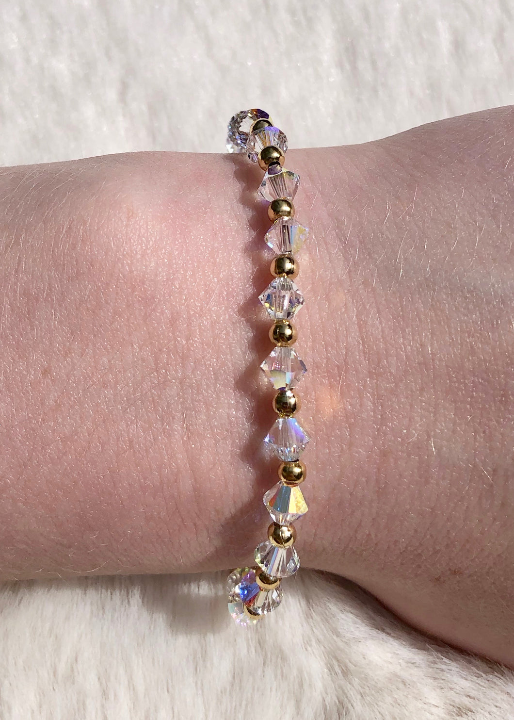 Swarvoksi Crystal- Clear and 18k Gold Filled Beads