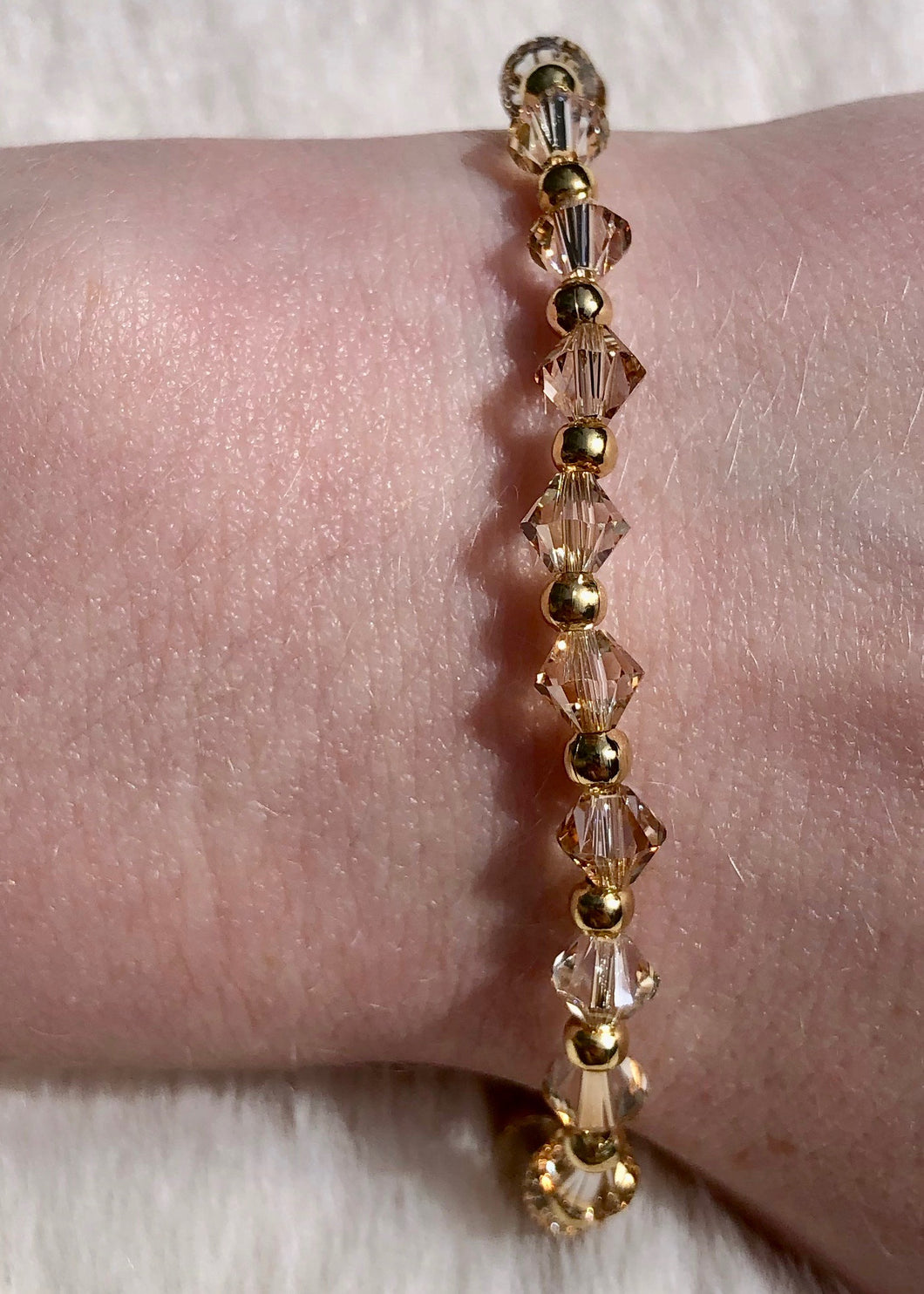 Swarvoski Crystal- Champagne Tone and 18k Gold Filled Beads